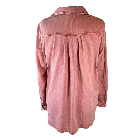 Coldwater Creek Pink Embroidered Cotton Slub Button Up Shirt 1X - Picture 3 of 6